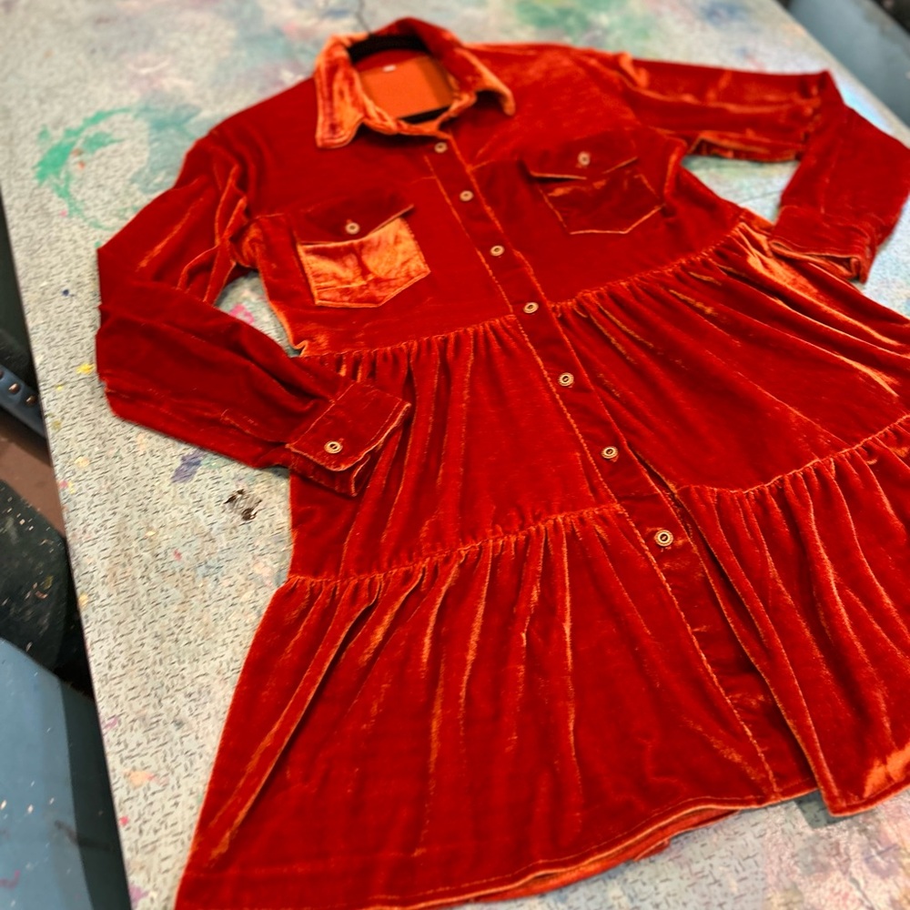 Rusty Velvet Prairie Dress - Picture 5 of 11